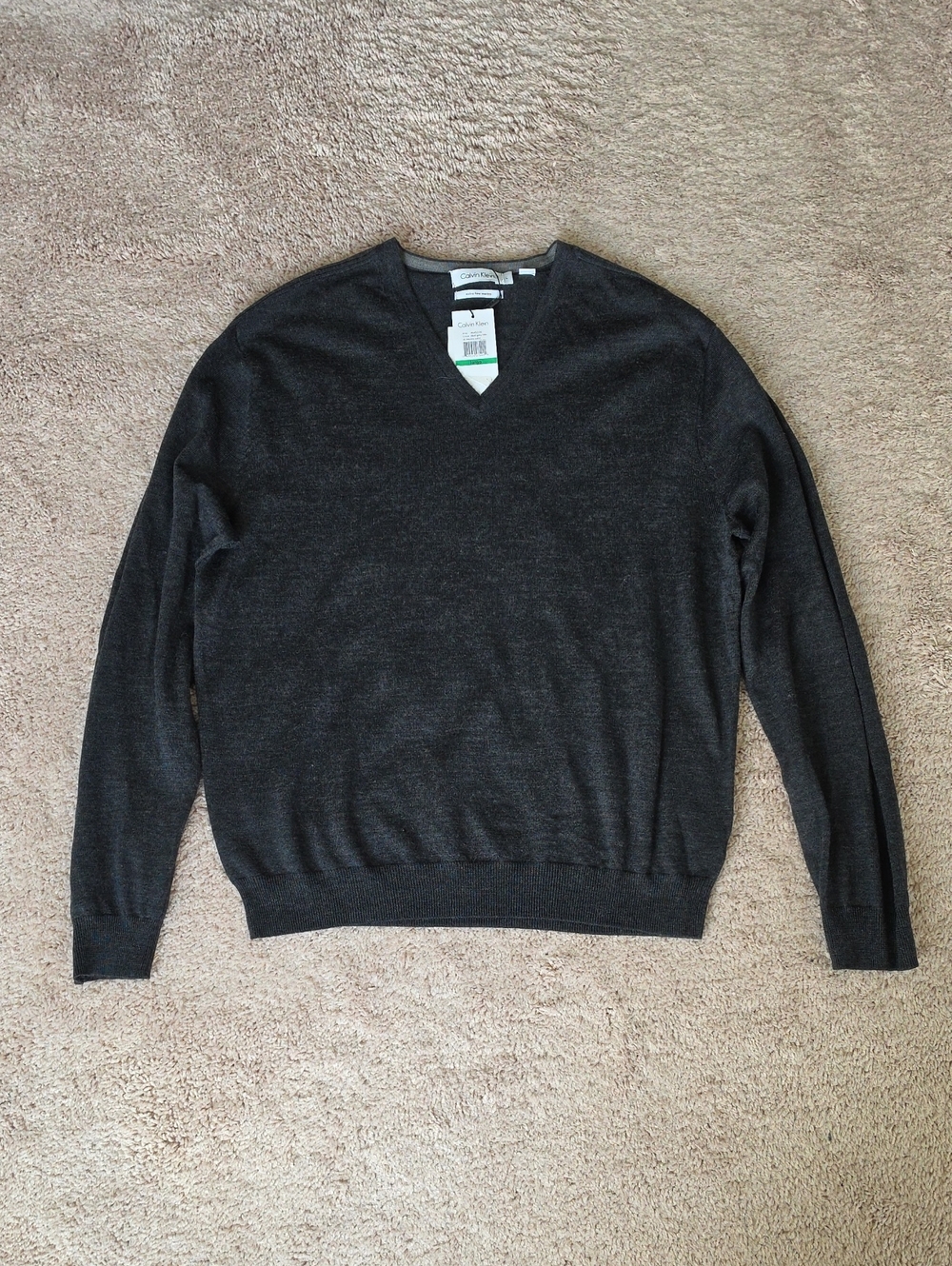 Calvin Klein Men's Charcoal V-Neck Sweater